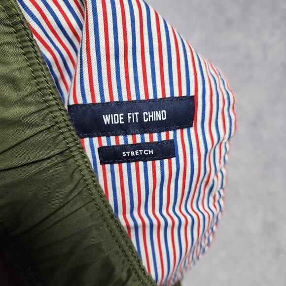 Tommy Hilfiger Pants Mens 36x32 Green Wide Fit Chino Stretch Belted Casual - Picture 7 of 16